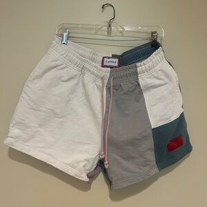 CHNGE Women’s Colorblock Shorts in White, Gray, Blue and Pink Drawstring Size XL